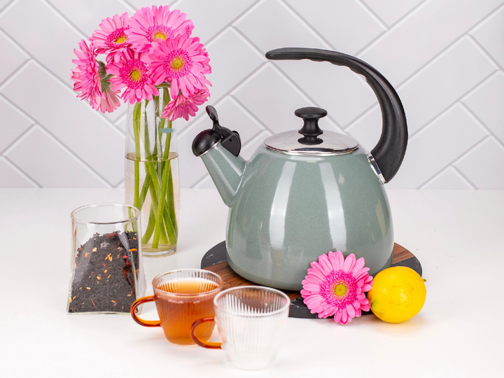 Чайник со свистком Kamille KM-1040А из эмалированной стали 2,5 л Оливковый (150-84-1040А) - фото 6 Чайник со свистком Kamille KM-1040А из эмалированной стали 2,5 л Оливковый (150-84-1040А) - фото 6