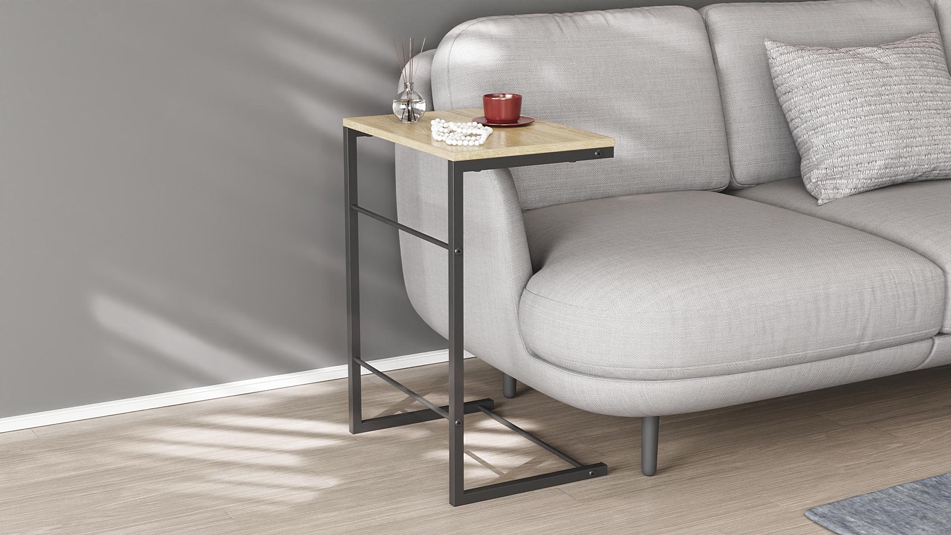 Столик Ferrum-decor Террі метал/ДСП 16 мм 650x440x330 мм Чорний/Дуб Сонома (FRD-104651)