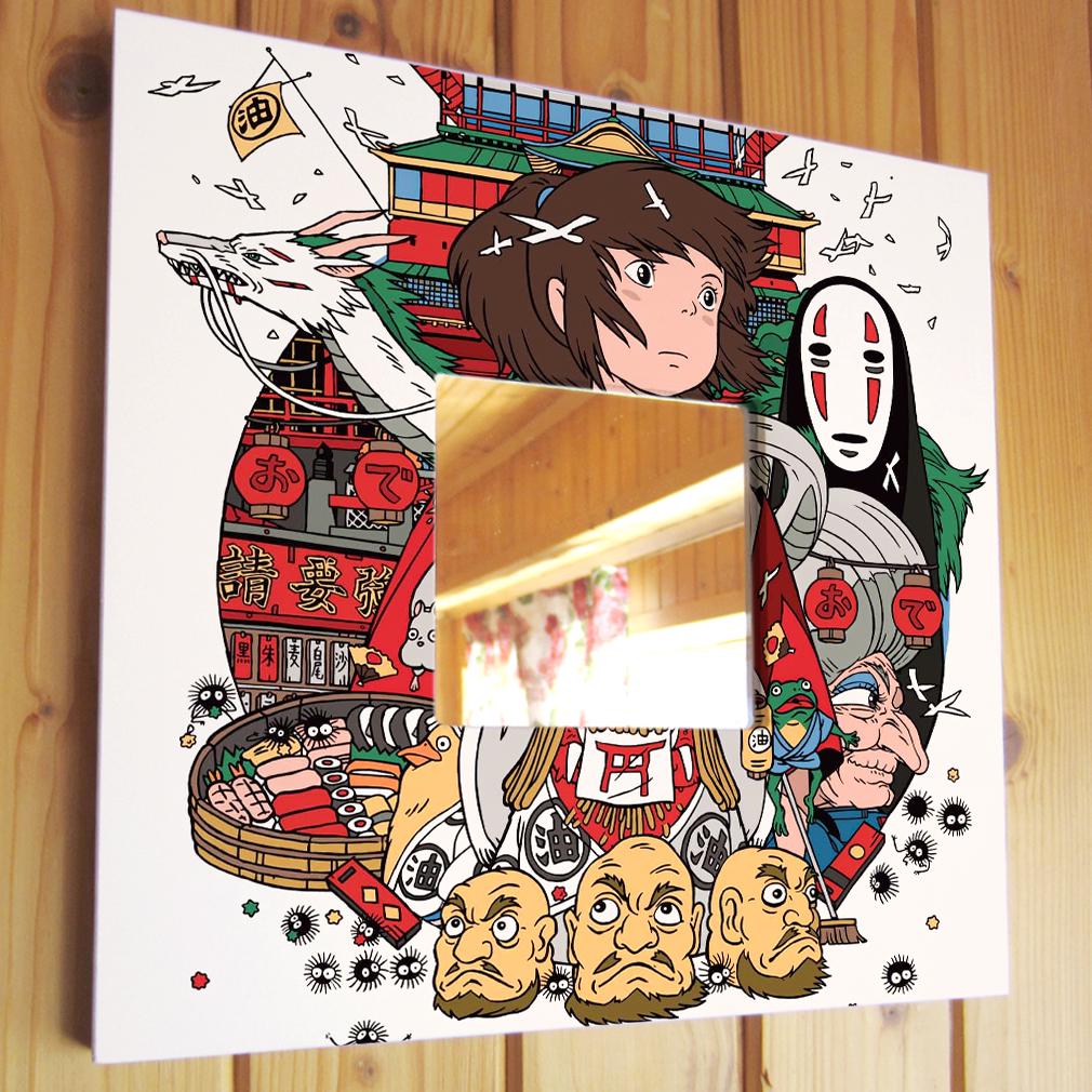 Зеркало декоративное с рисунком "Миадзаки" 260х260 мм (M04334)