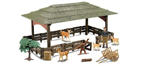 Ферма Q 9899 ZJ115 Дикие животные 22 элемента/5 фигурок животных/фермер/аксессуары в коробке