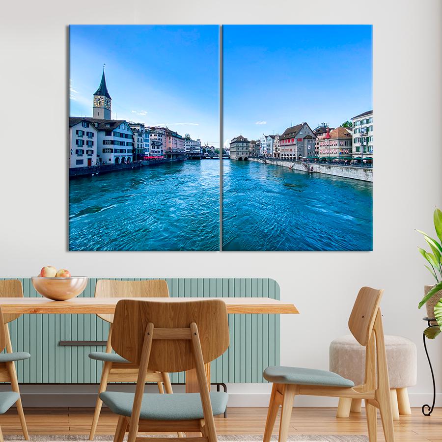 Настенний декор Река Лиммат в Цюрихе 111x81 см (A595-2)