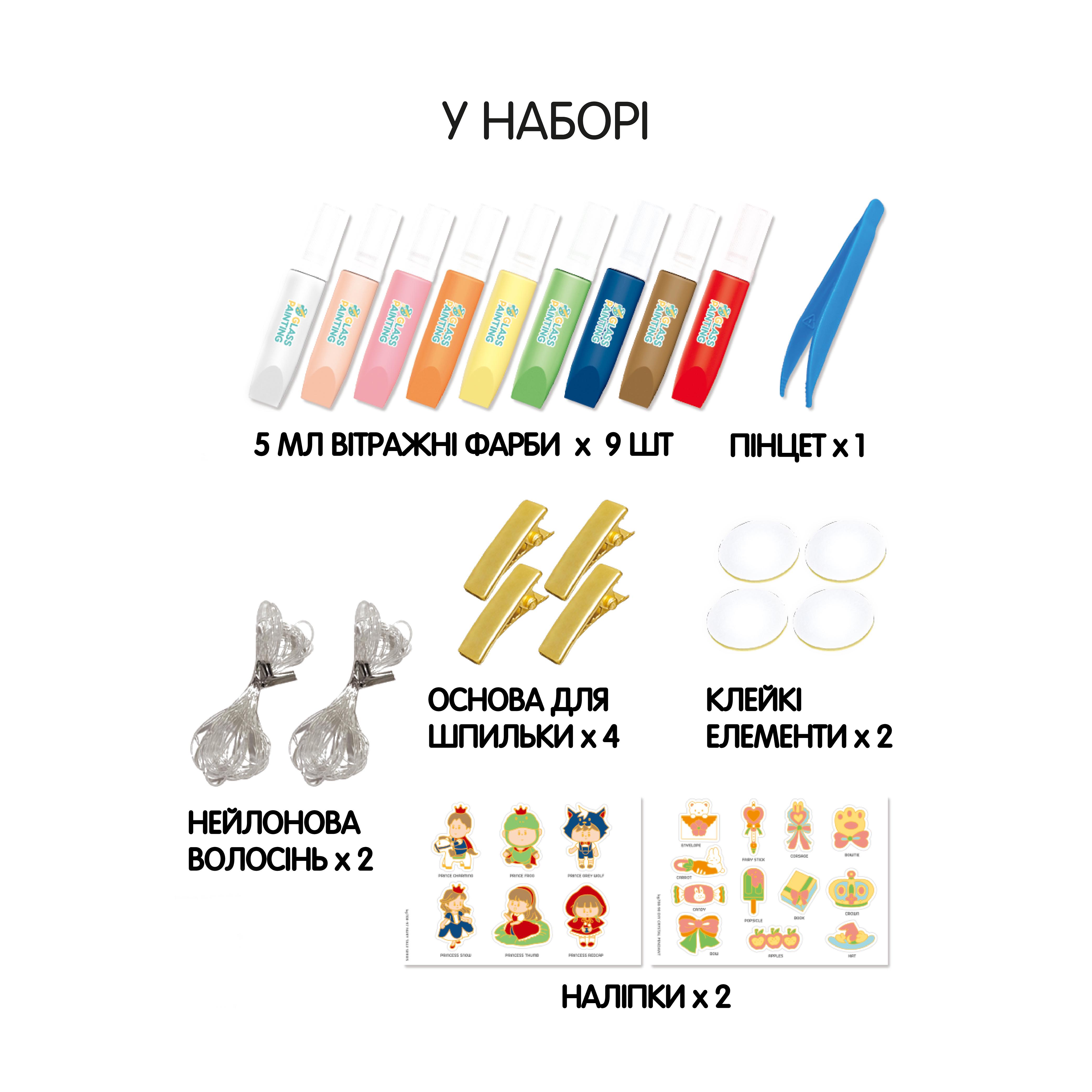 Набір для творчості Kegao вітражі та вітражні фарби Казки18 підвісок 9 фарб - фото 4