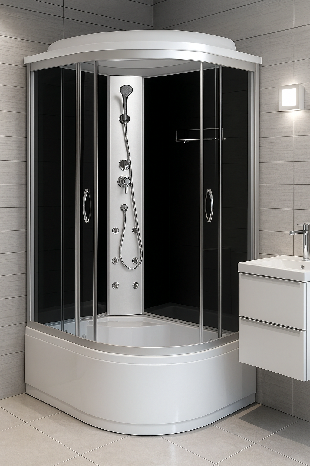 Душовий бокс закритий KO&PO лівосторонній асиметричний піддон 40 см тоноване скло 120х80х215 см (C10076)