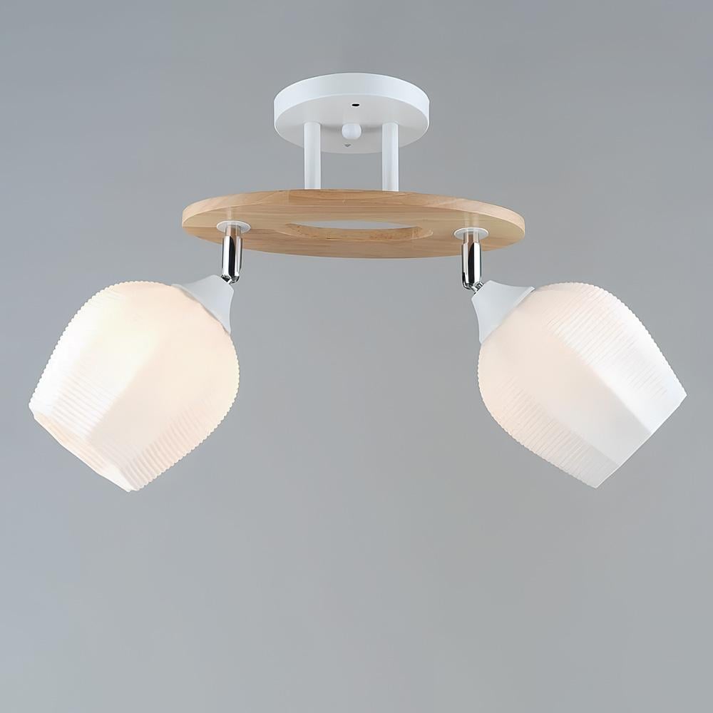 Люстра потолочная Light House SR-19370/2 WT/WOOD E27 530х130х270 мм Белый/Хром/Бежевий