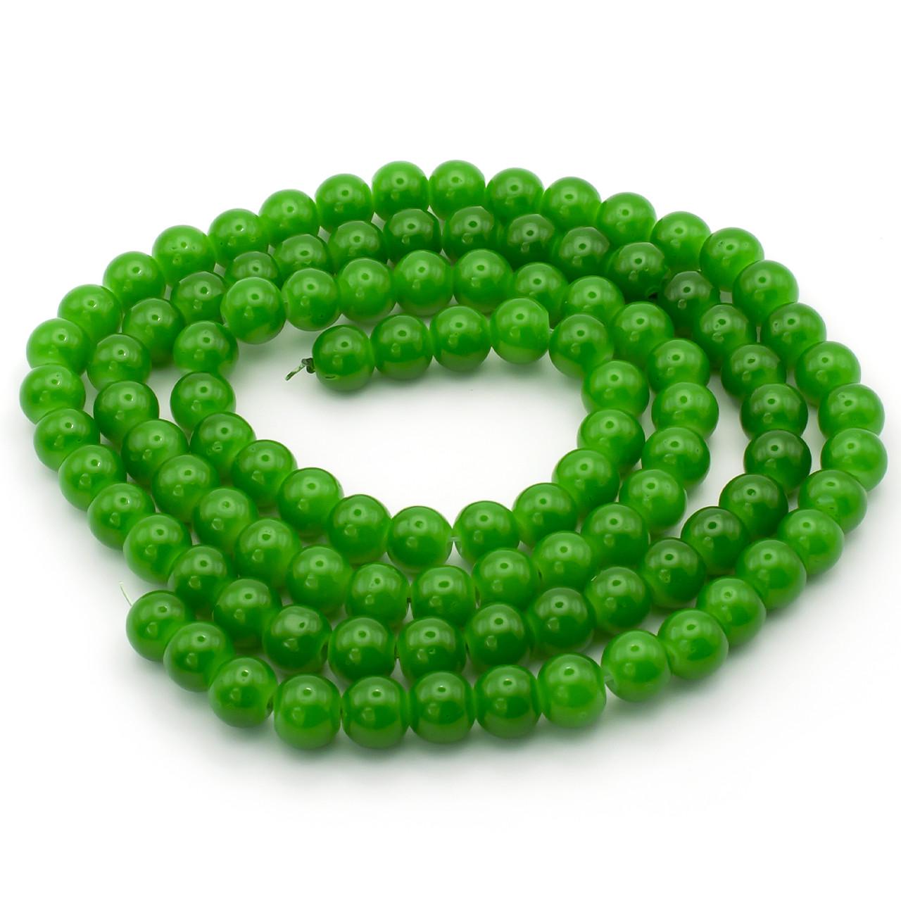 Бусины стеклянные имитация камня 4 мм 80 см 209 шт. Зеленый (БЖ0004н05)