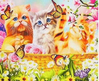 Алмазна мозаїка Сім'я котиків на полотні з підрамником 30х40 см (GB77786)