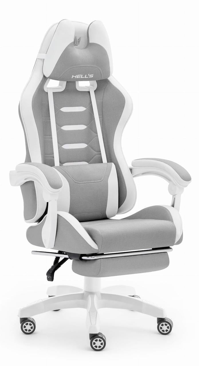 Компьютерное кресло Hell's HC-1039 ткань Grey-White (5907196010651)