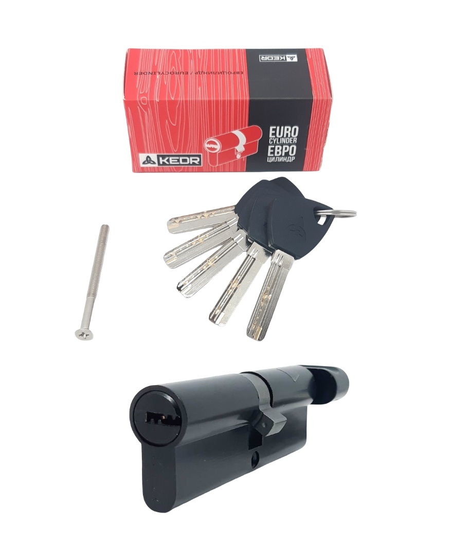 Серцевина Kedr BRASS/BRASS KEY M80 ZCBM 40x40Т мм ключ/вороток з латунним ключем Чорний (BB-ET80BL)