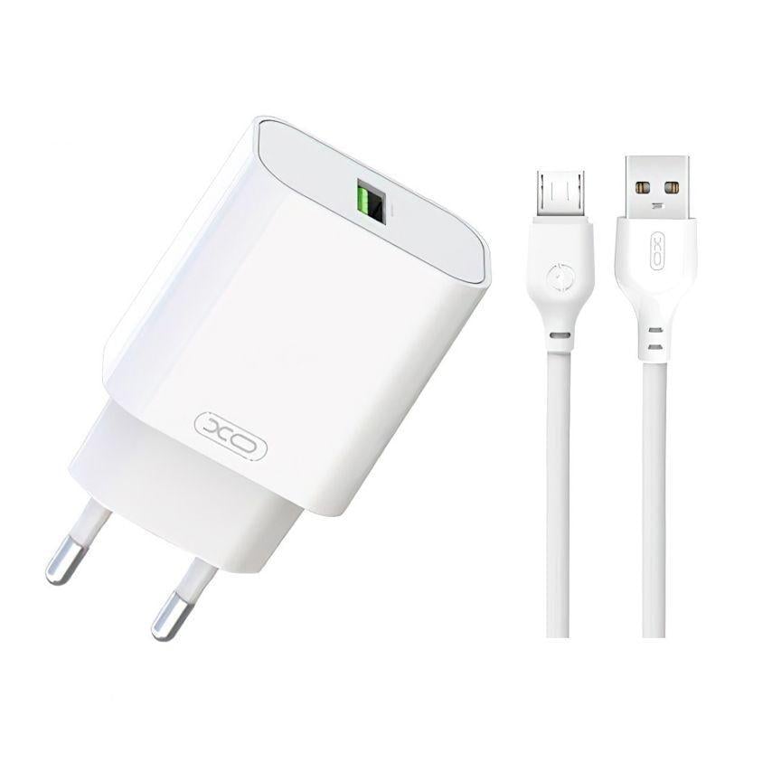 Адаптер Xo L103 QC3.0/18 W/Data Cable USB to Micro White