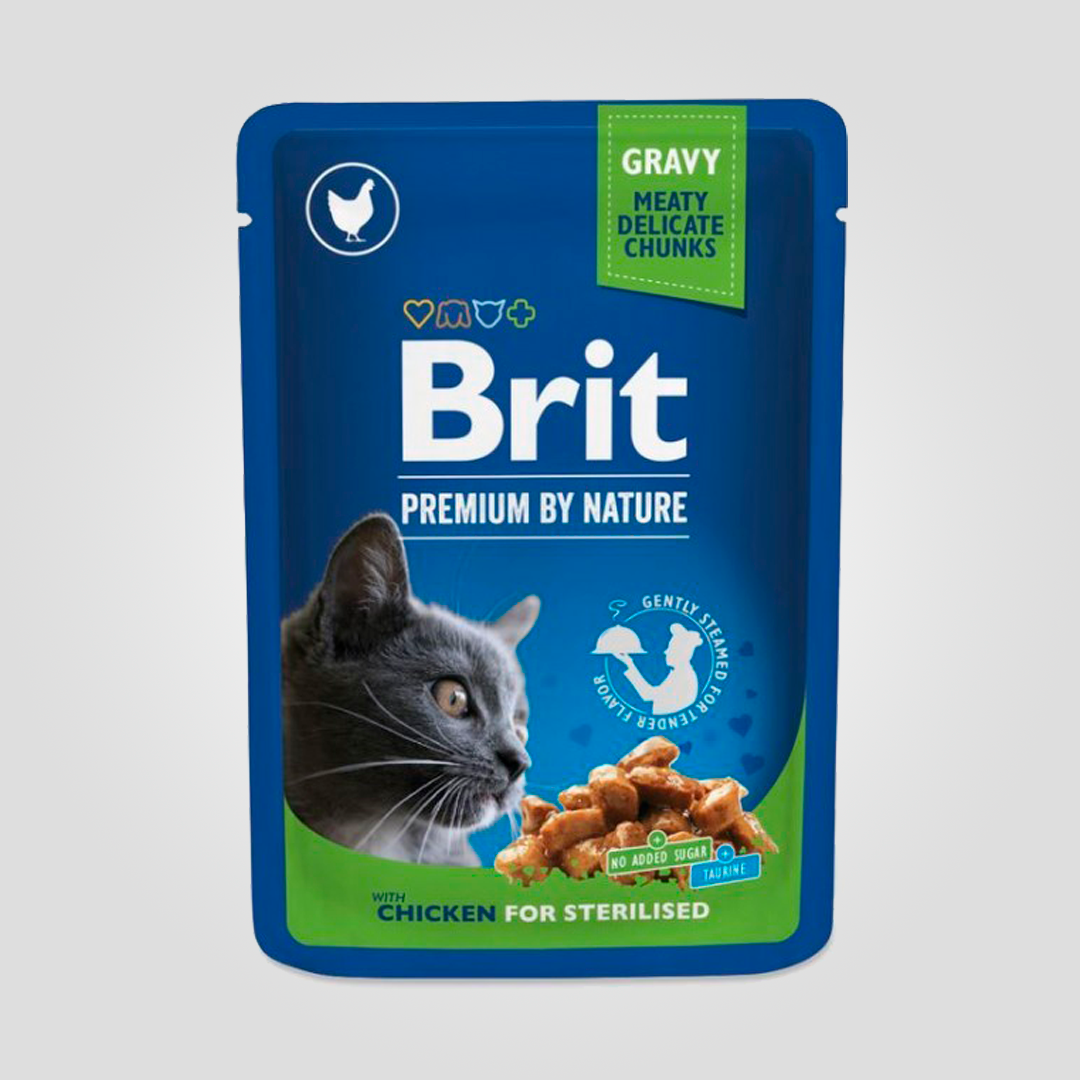 Корм вологий Brit Premium Cat Pouch для стерилізованих котів з куркою 100 г (20504668)