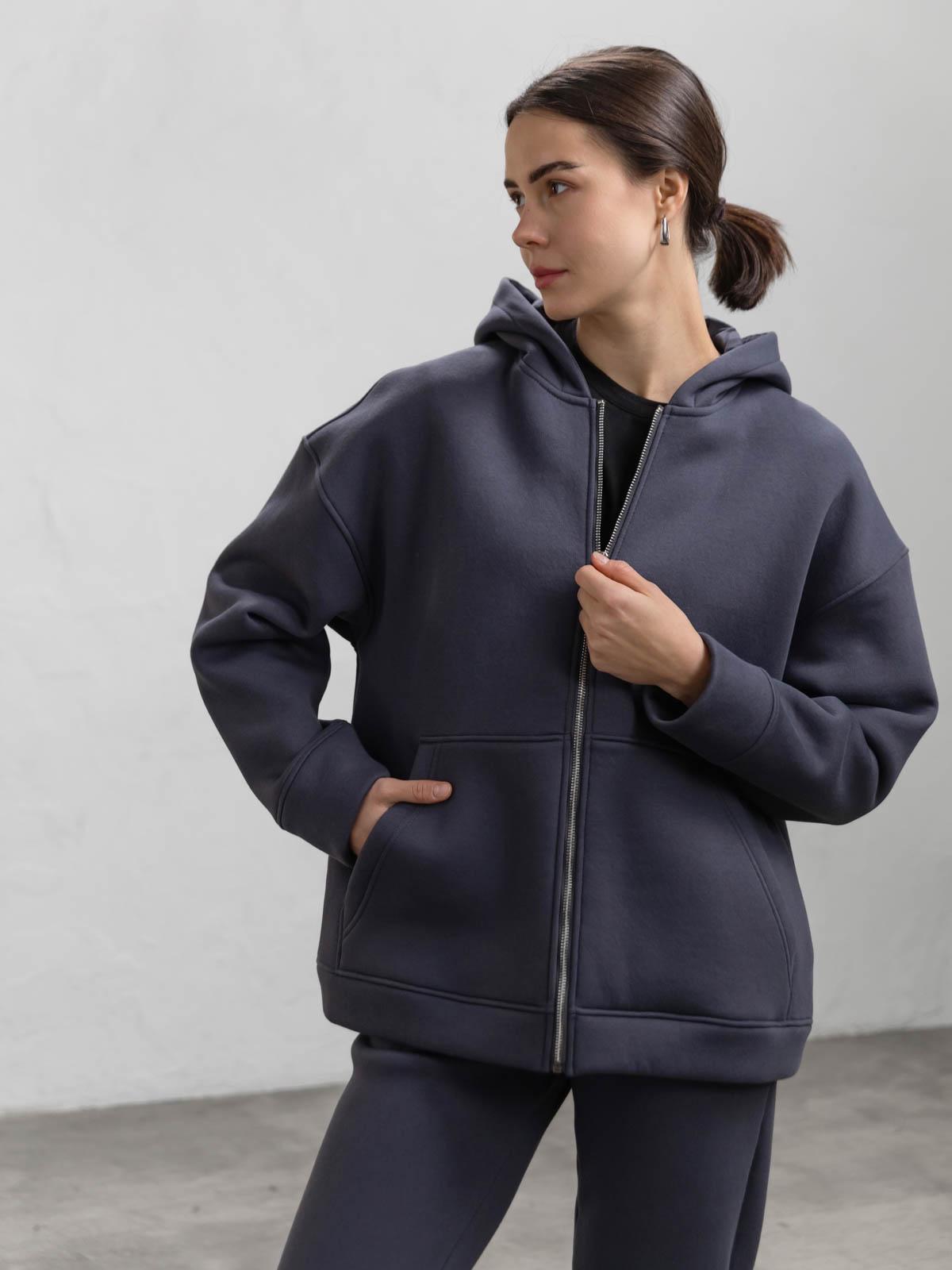 Худі жіноче з начосом на блискавці FROMUS S/M Графітовий (2646-8)