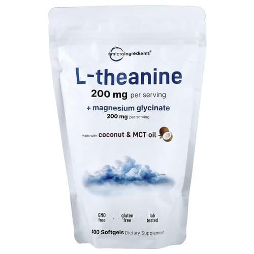 Теанин Micro Ingredients L-Theanine + Magnesium Glycinate 400 жидких капс. (MII-02321)