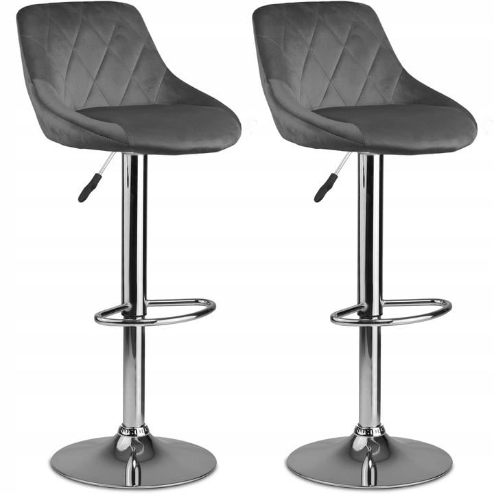 Комплект барних стільців Nerra зі спинкою велюр 2 шт. Сірий (260010-2)