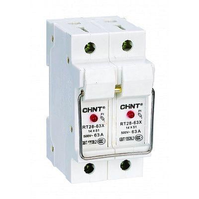Держатель предохранителя CHINT RT28-X 2P с индикацией 63А 14х51 мм (520516)