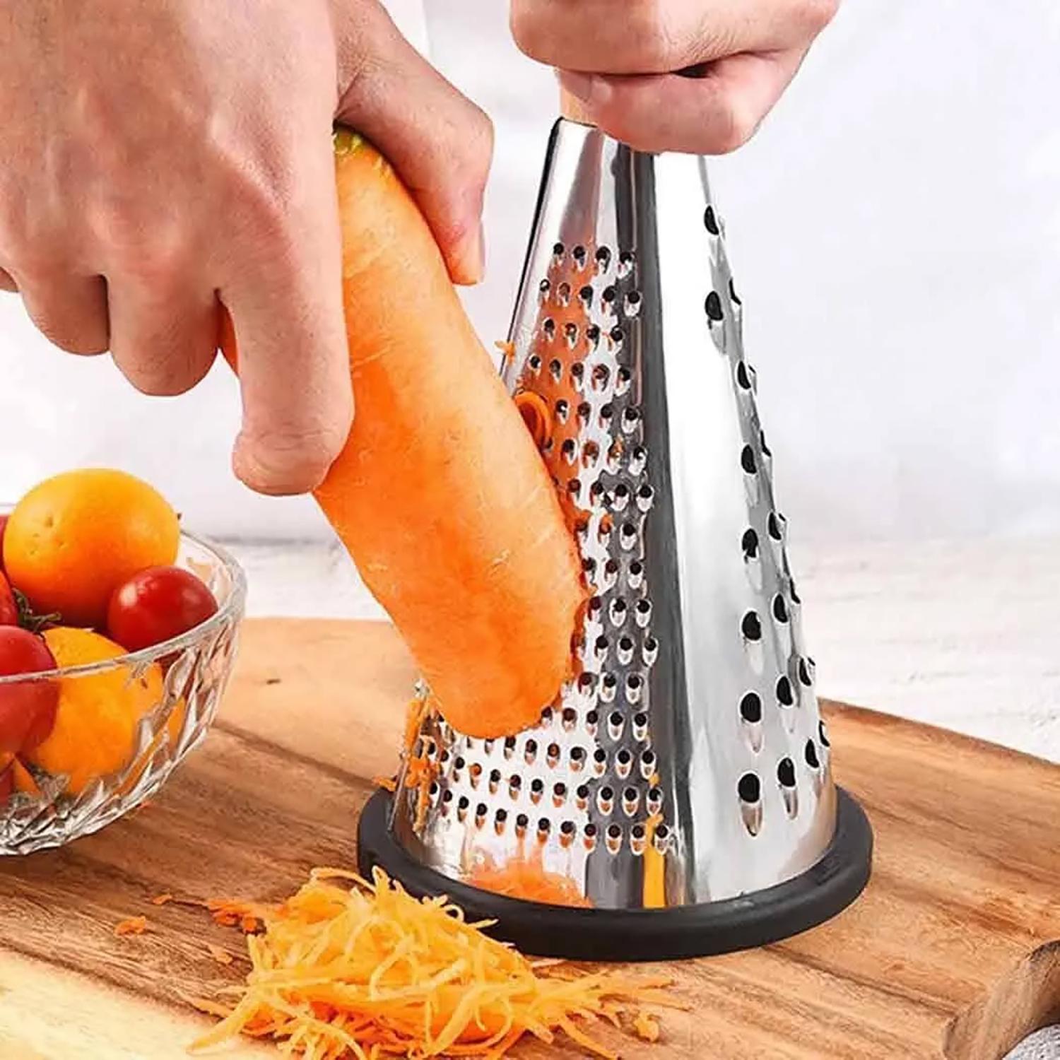 Терка для овощей и фруктов Конус 3-х сторонняя из нержавеющей стали с деревянной ручкой 27 см (24099592) - фото 5 Терка для овощей и фруктов Конус 3-х сторонняя из нержавеющей стали с деревянной ручкой 27 см (24099592) - фото 5