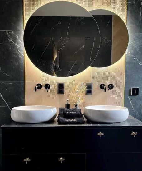 Дзеркало подвійне кругле з підсвічуванням Glory 70x50 см