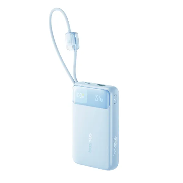 Батарея портативная BASEUS EnerFill FC11 Digital Display with Dual Built-in Cables E0027S06 20000mAh 22,5W Blue