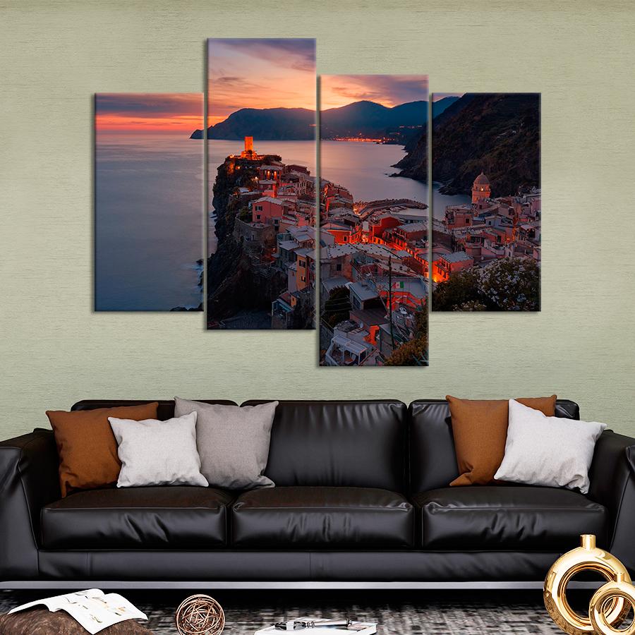 Картина природа Вечір над морським містом 129x90 см (A1072-4)