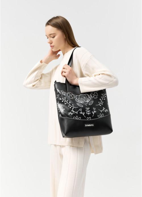 Жіноча сумка-шоппер Sambag Bloom Чорний (968034730) - фото 2
