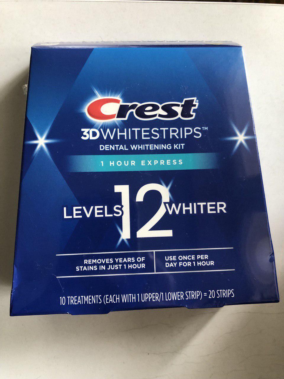 Отбеливающие полоски для зубов Crest 3D 1 Hour Express Whitestrips 10 пар полосок и отбеливающая эмульсия Crest Whitening Emulsions 10 г (34567890) - фото 7