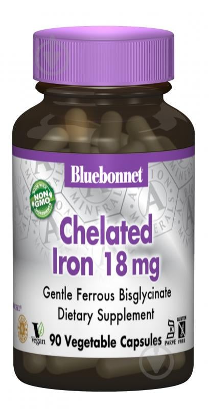 Хелатное Железо 18мг Bluebonnet Nutrition Albion 90 гелевых капсул - фото 1