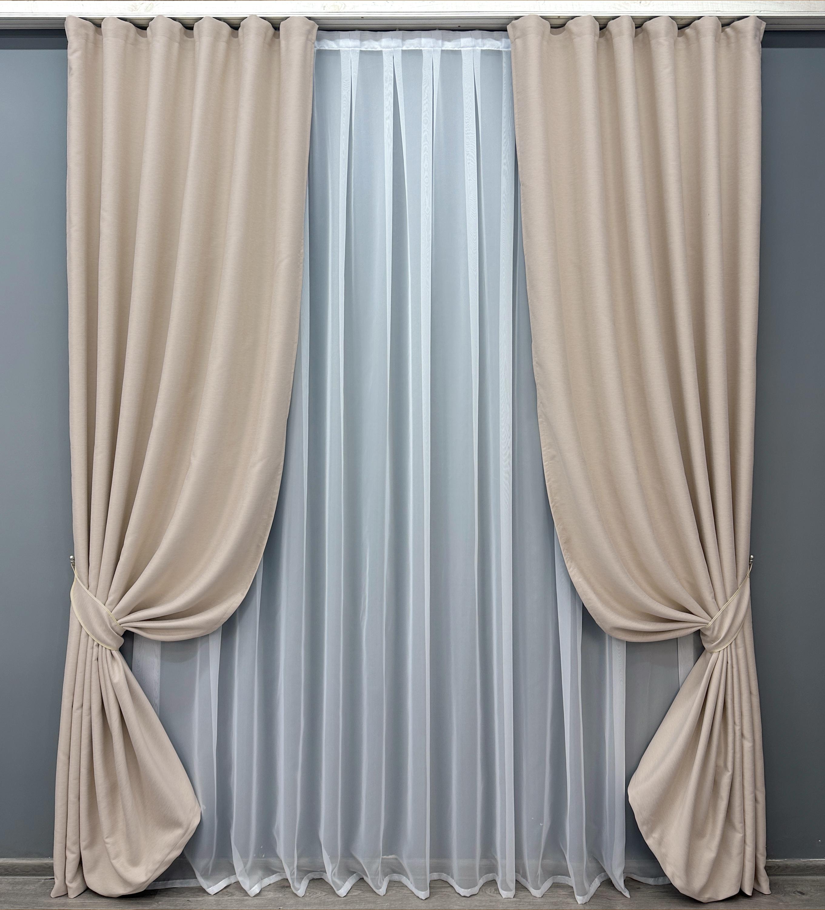 Комплект готовых штор VR-Textil Eclipsе №1794ш блекаут двухсторонний 100х270 см 2 шт. Кремовый (31-836) Комплект готовых штор VR-Textil Eclipsе №1794ш блекаут двухсторонний 100х270 см 2 шт. Кремовый (31-836)