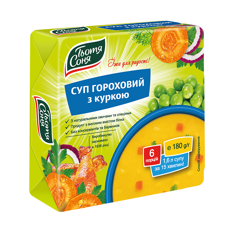 Суп быстрого приготовления Тьотя Соня Гороховый с курицей брикет 180 г (1879853567)