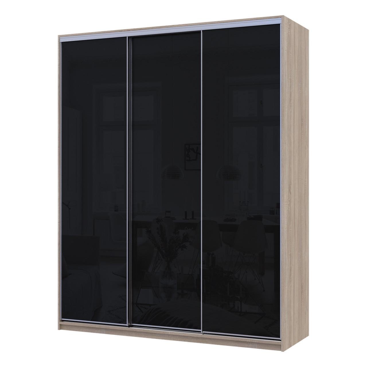 Шкаф-купе Сити Лайт Слим стекло 180х60х225 см Дуб Сонома/Черный (DRS-011542)