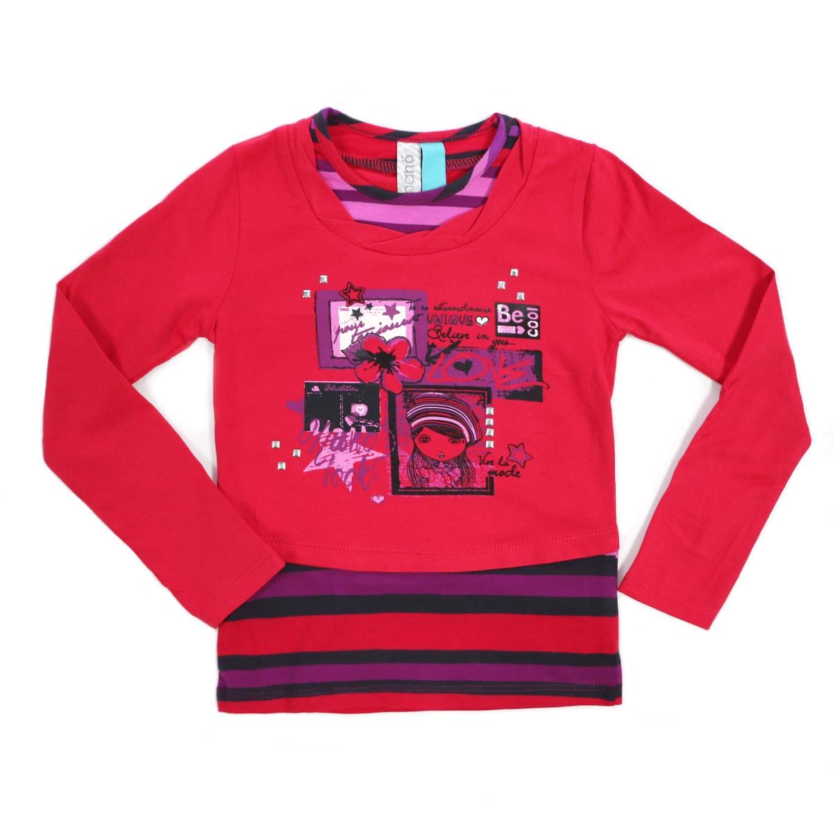 Свитер трикотажный хлопковый для девочки Nano F1406-10 с принтом 96-106 см Коралловый (F1406-10-3x)