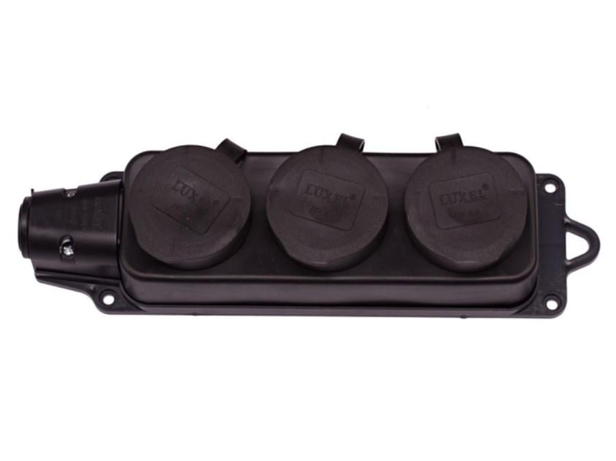 Колодка для удлинителя Luxel каучук с заземлением 3 поста (1133) Колодка для удлинителя Luxel каучук с заземлением 3 поста (1133)