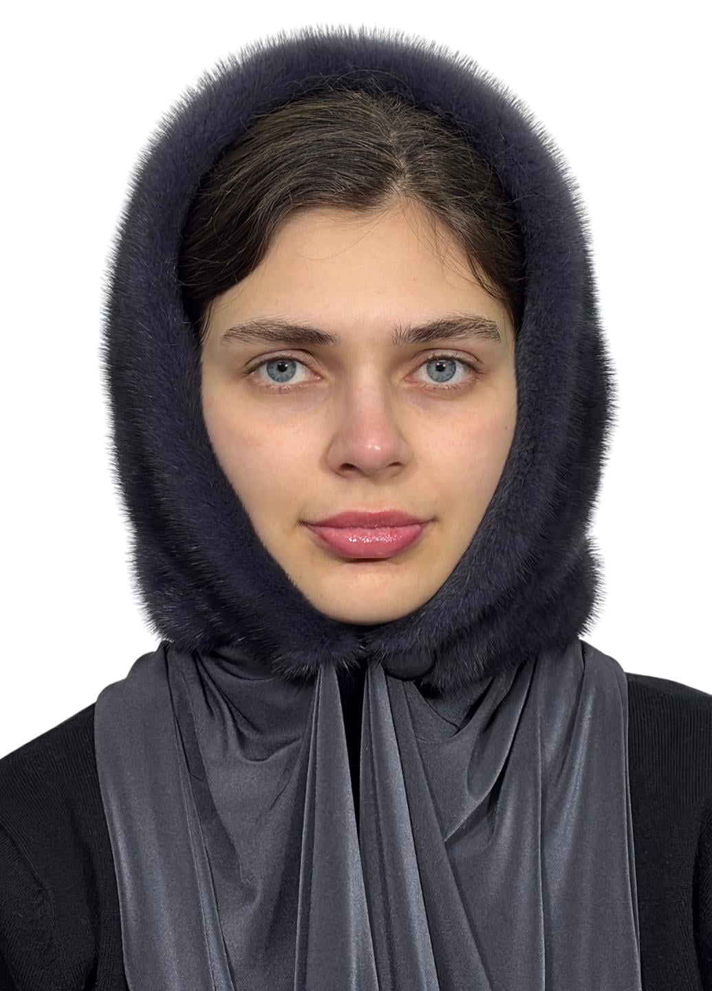 Женский платок из меха норки Меховой стиль Ракушка Темно-серый One size (002/H)