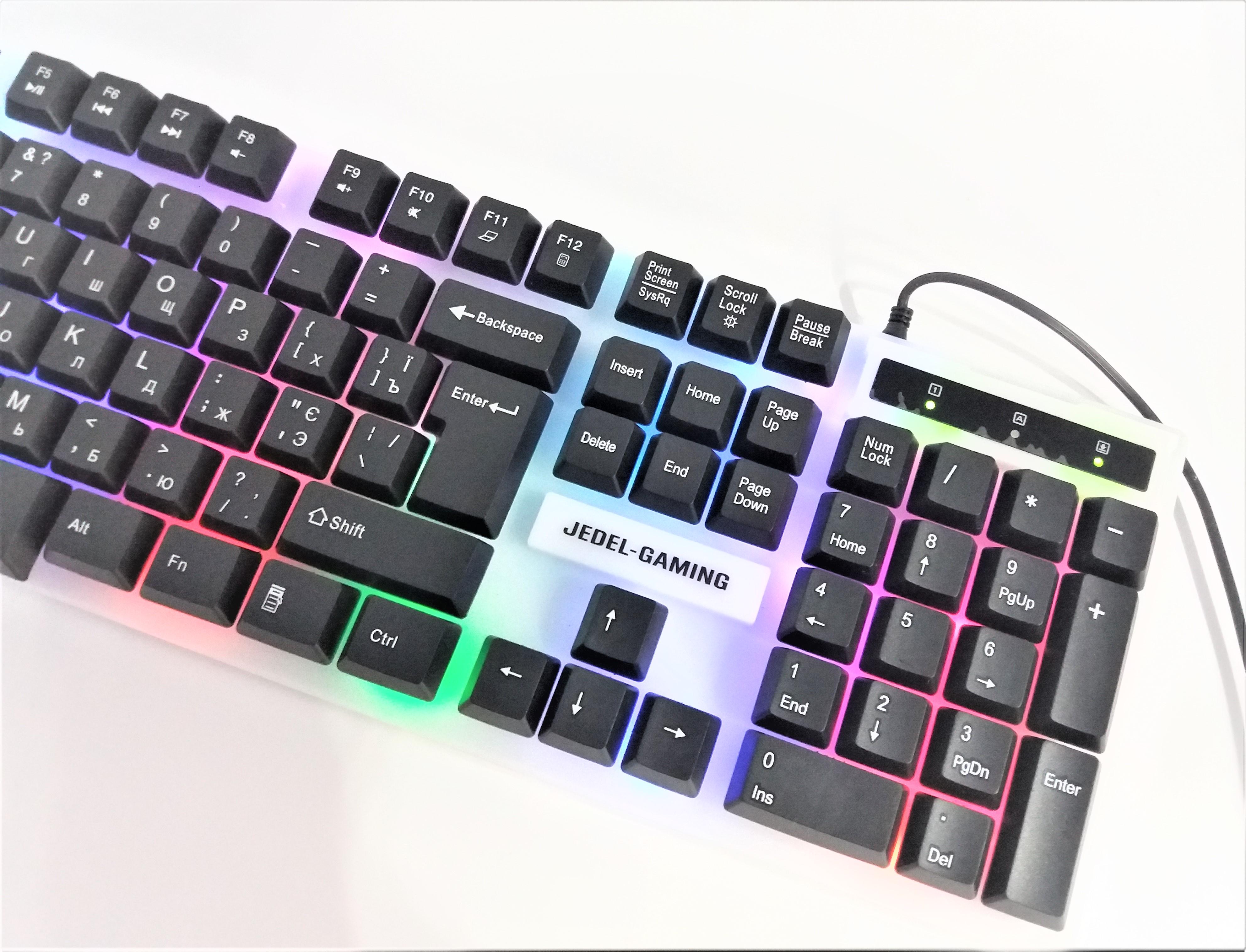 Комплект дротова клавіатура LED і оптична миша jedel COMBO GK100+ з RGB підсвіткою (1076) - фото 5