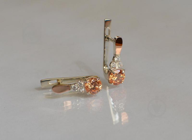 Серебряные серьги Sil с золотом 140s-6 Шампань (Sil-694)