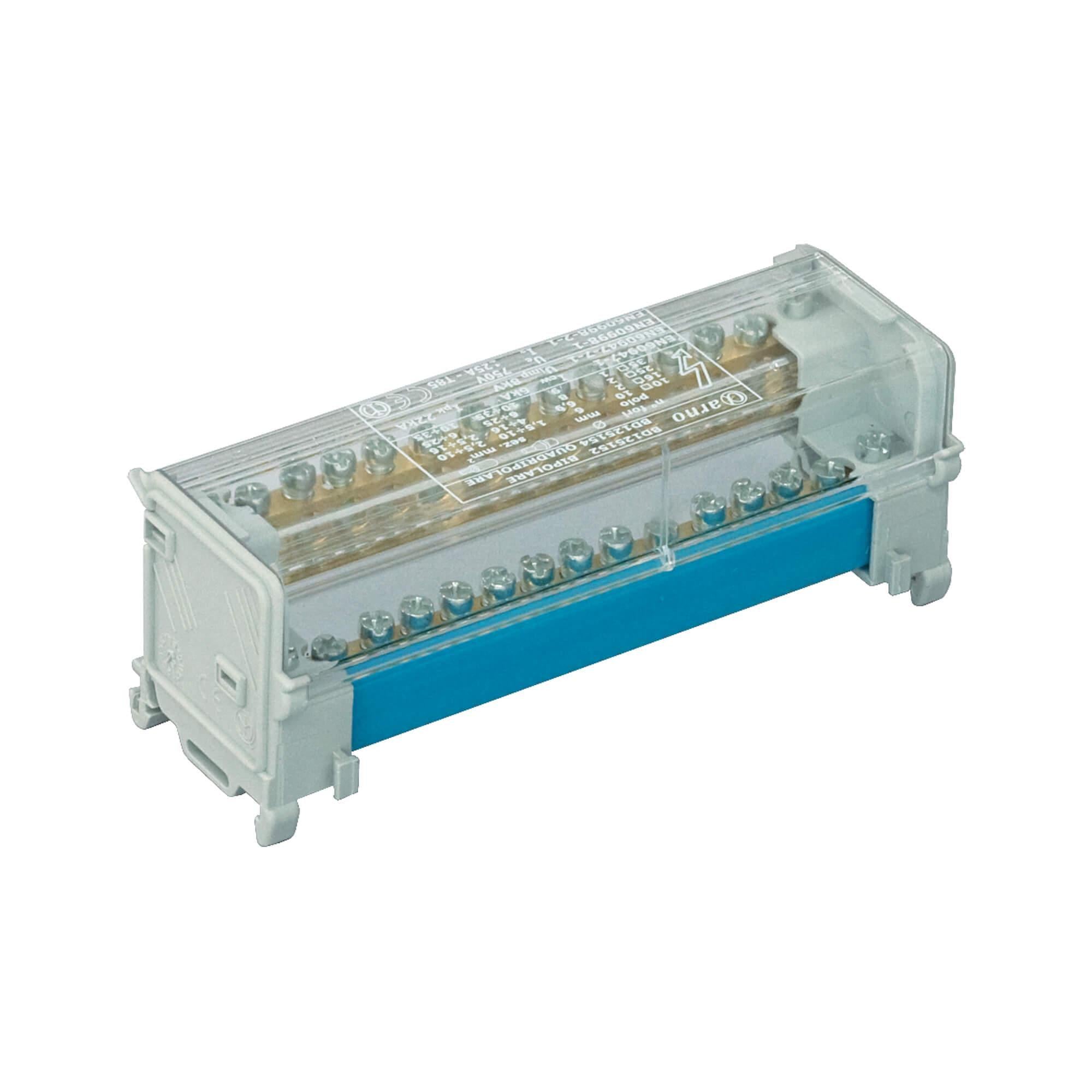 Шина нулевая/кросс-модуль ДКС Quadro 2х15 отверстий 125А на DIN-рейку (BD125152)
