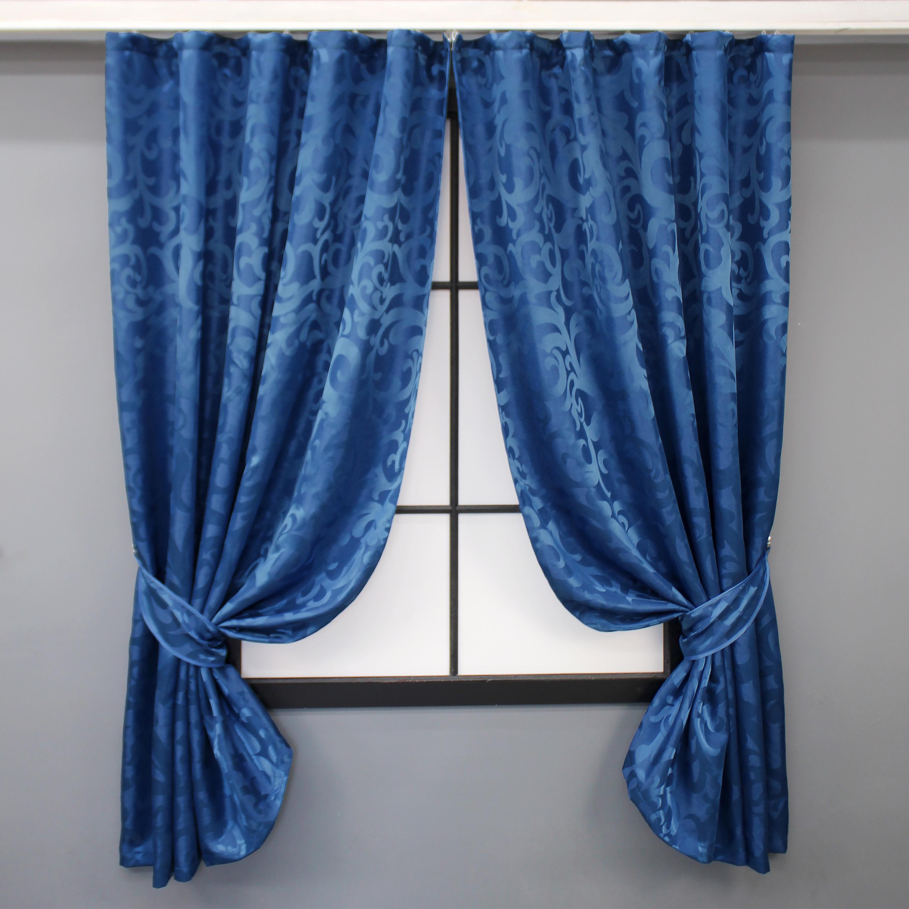 Комплект коротких штор VR-Textil Вензель №475ш жаккард 140х170 см 2 шт. Синий (35-0310)