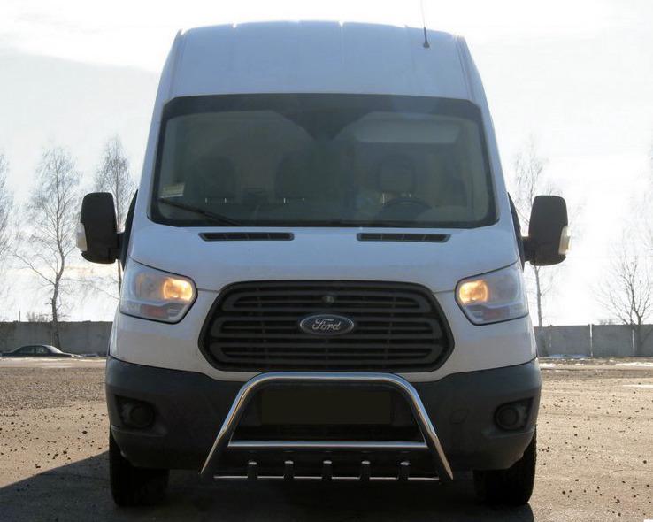 Кенгурятник WT003 CAN для Ford Transit 2014- гг. нержавеющая сталь Хром