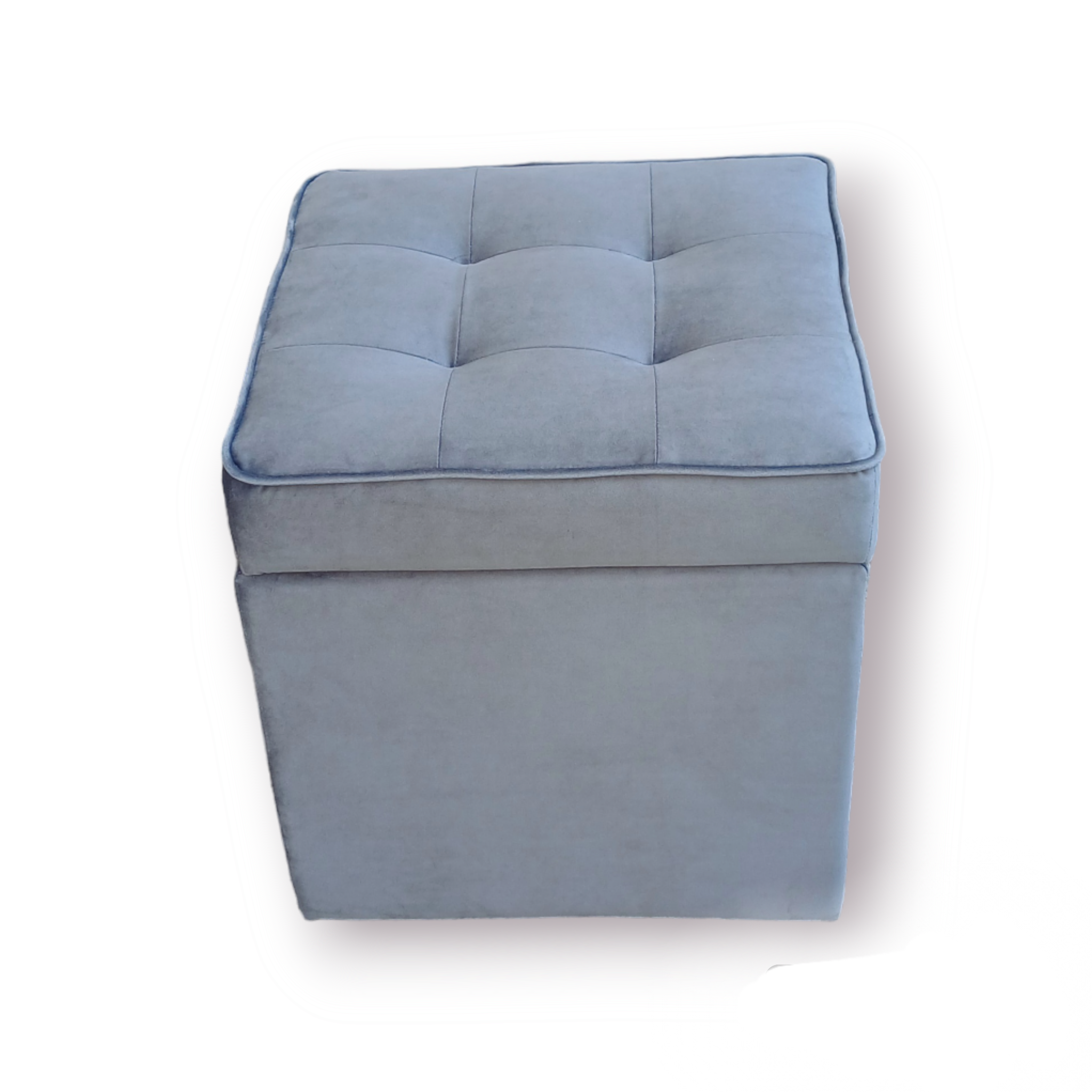 Пуф Люкс с нишей велюр Альмира 40х40х43 см Холодный серый - фото 2
