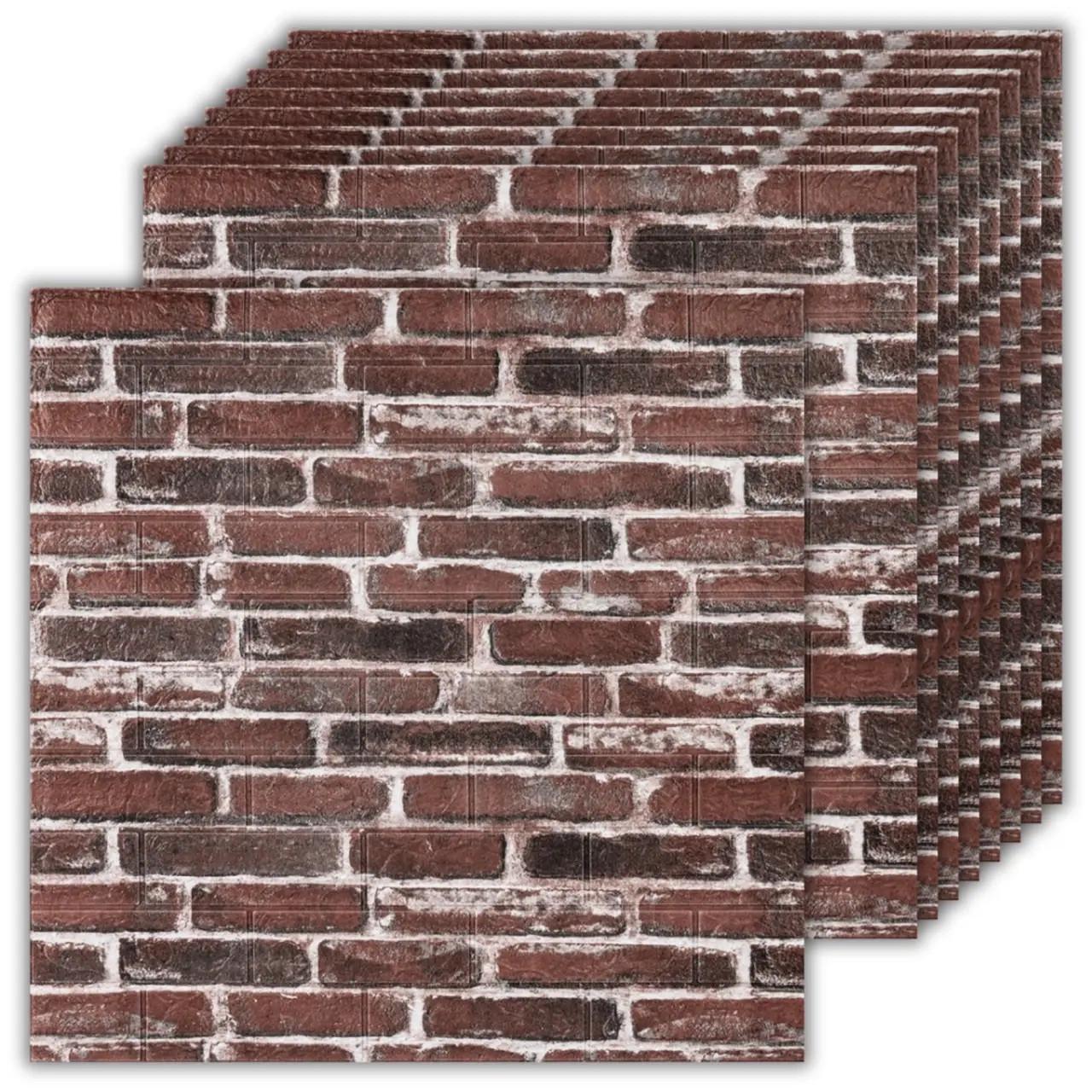 3D-панель самоклеящаяся декоративная под красно-коричневый старинный кирпич 700x770x4 мм (BPN4-049)