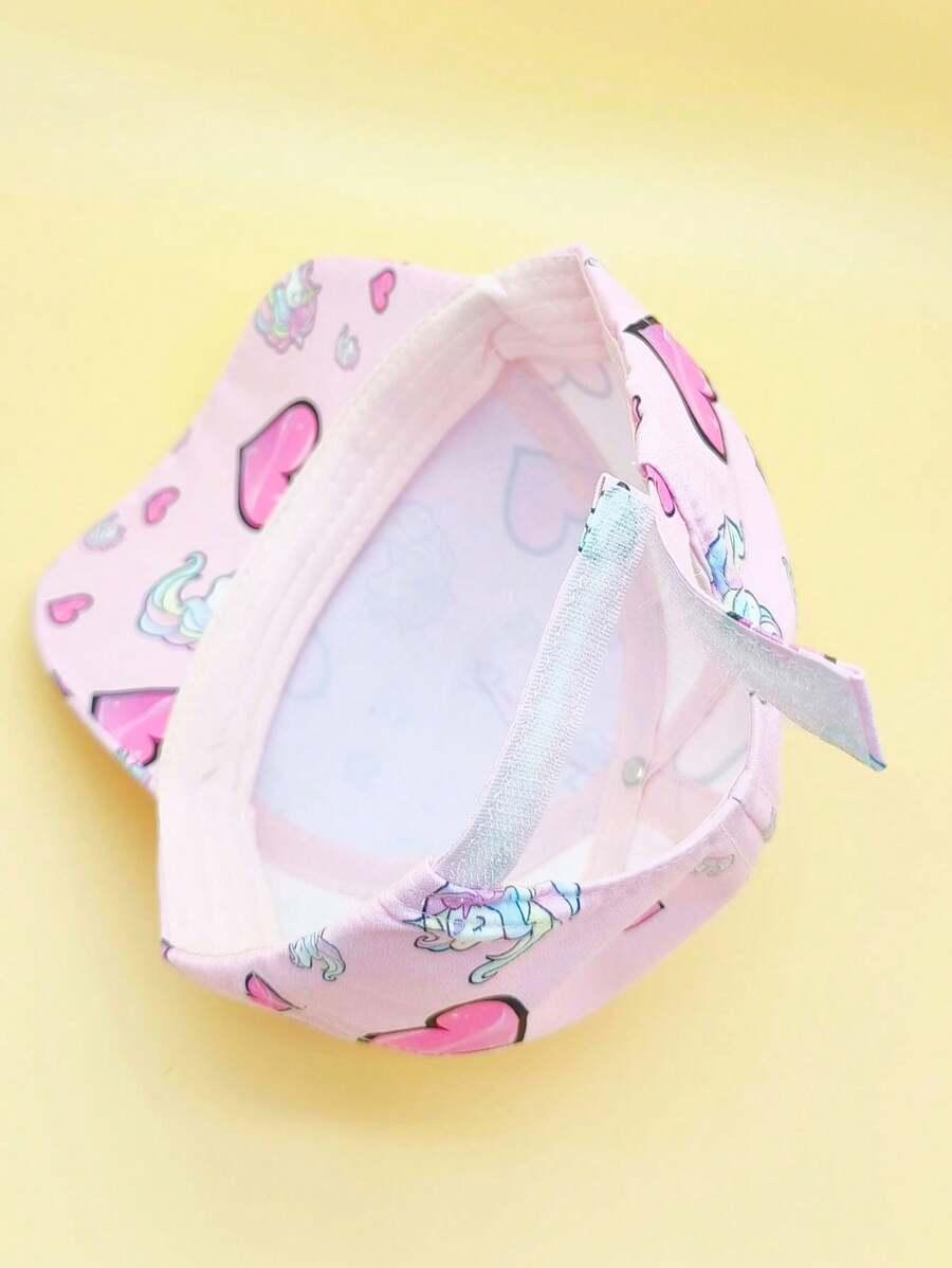 Кепка детская Единорог для девочек с регулиремым размером на липучке из полиэстра с изогнутым козырьком 50-54 см Розовый (D-0161) - фото 3 Кепка детская Единорог для девочек с регулиремым размером на липучке из полиэстра с изогнутым козырьком 50-54 см Розовый (D-0161) - фото 3