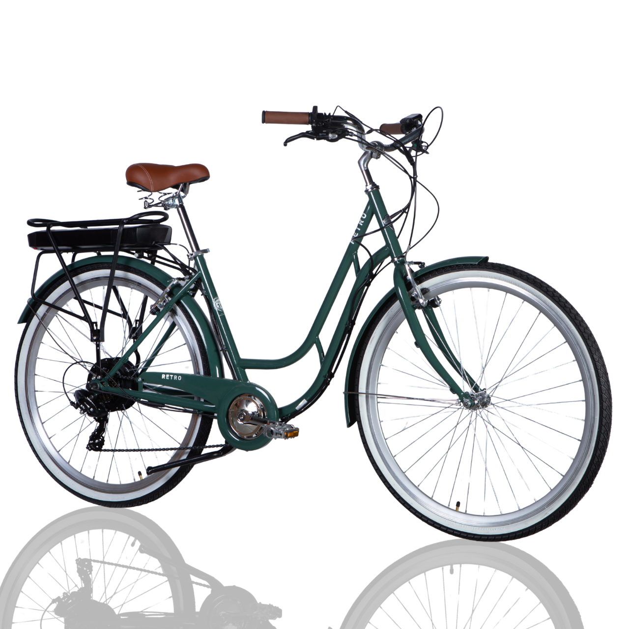 Велосипед з електроприводом ST Dorozhnik eRETRO Vbr FR 28" 19" 36B 12,5 Ахч 500 Вт Зелено-сірий