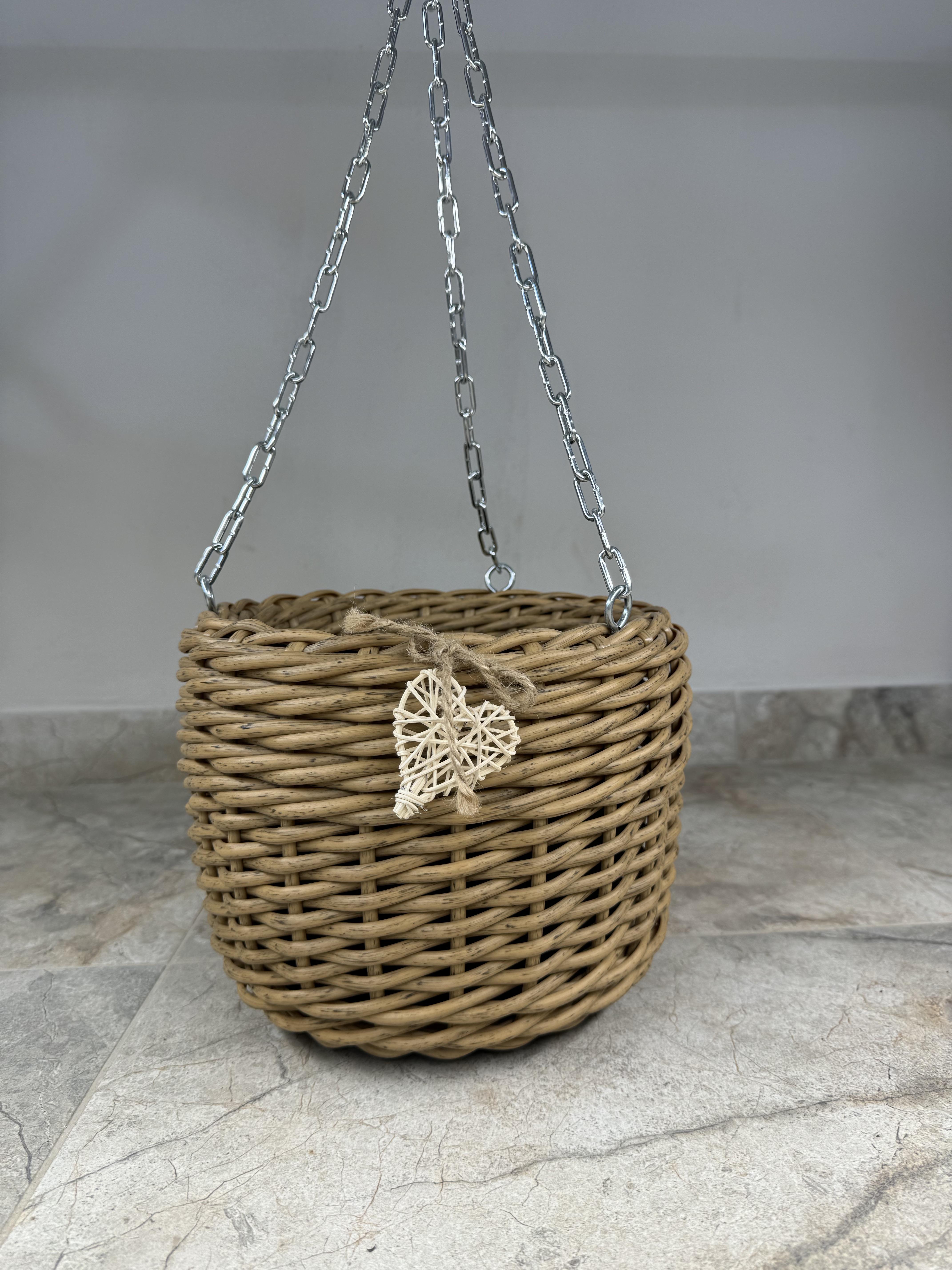 Кашпо подвесное из искусственного ротанга ручной работы 5 л Дерево натуральное (327407) - фото 2