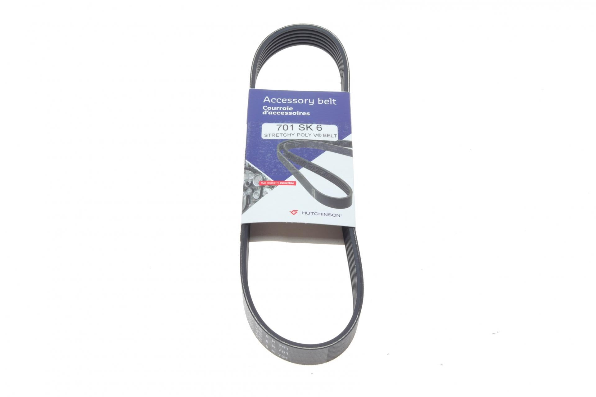 Ремень генератора HUTCHINSON Seat Ibiza 15-/VW Polo 1.0/1.6 14-/Skoda Fabia 14- 6PK701 (701 SK 6)