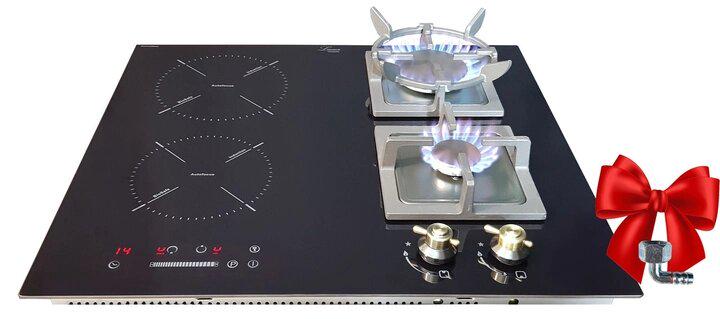 Варочная поверхность комбинированная газово-индукционная Luxor GI 67 DL Retro Booster с металлическим уголком для подключения Черный (13312148) - фото 2 Варочная поверхность комбинированная газово-индукционная Luxor GI 67 DL Retro Booster с металлическим уголком для подключения Черный (13312148) - фото 2