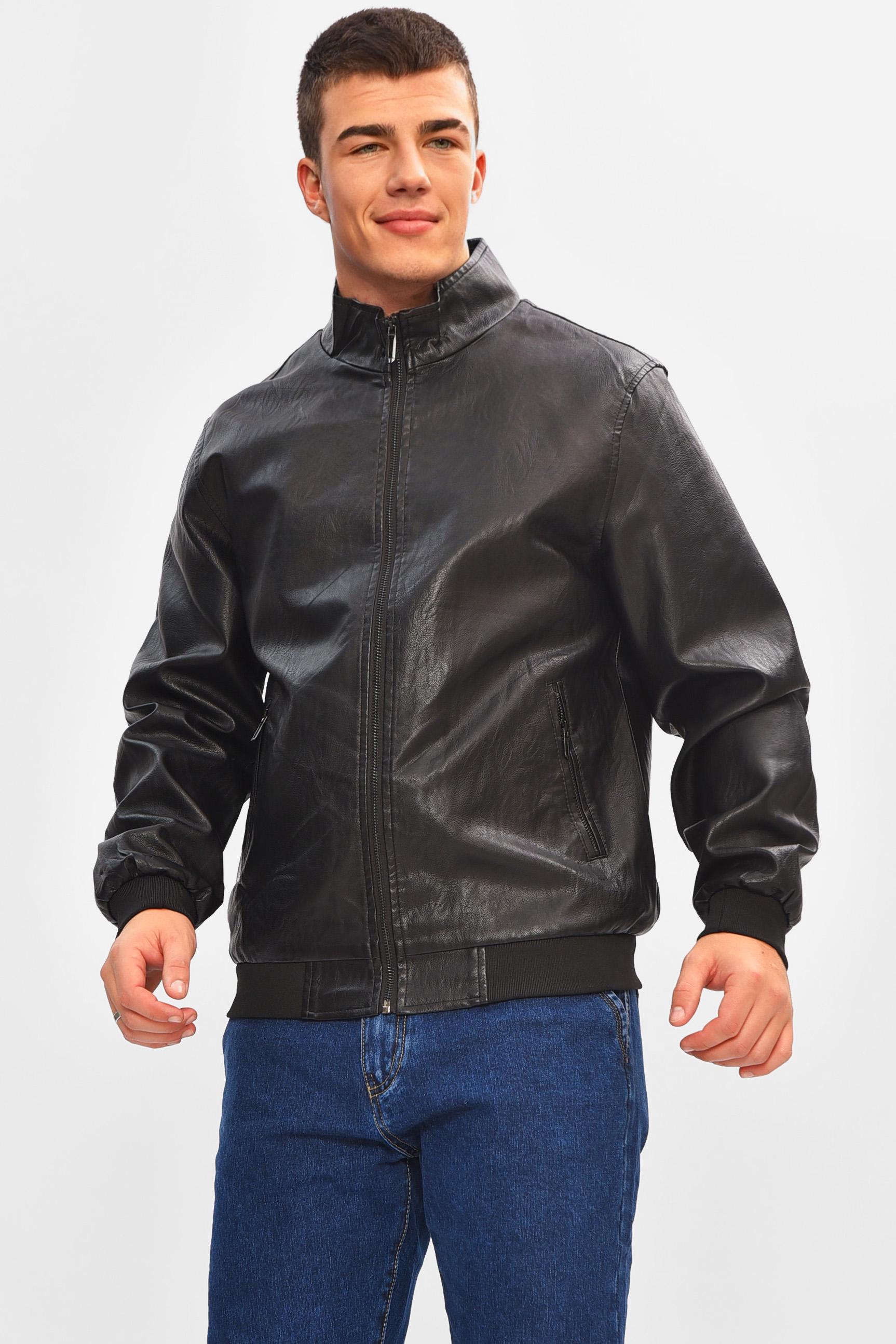 Куртка чоловіча демісезонна екошкіра 3XL Чорний (207080) Куртка чоловіча демісезонна екошкіра 3XL Чорний (207080)