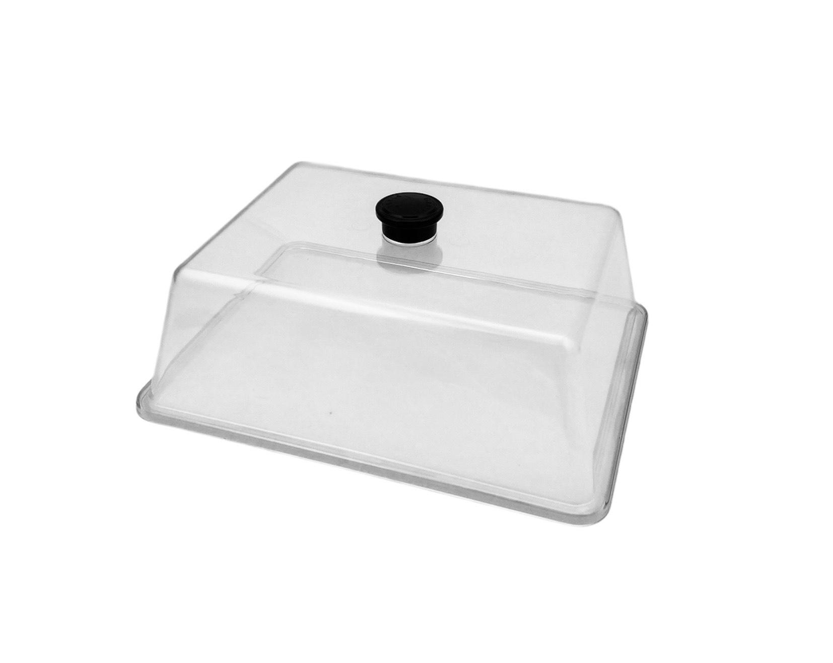 Крышка-колпак для блюд из поликарбоната прозрачная с ручкой 27х21х9 см - фото 2