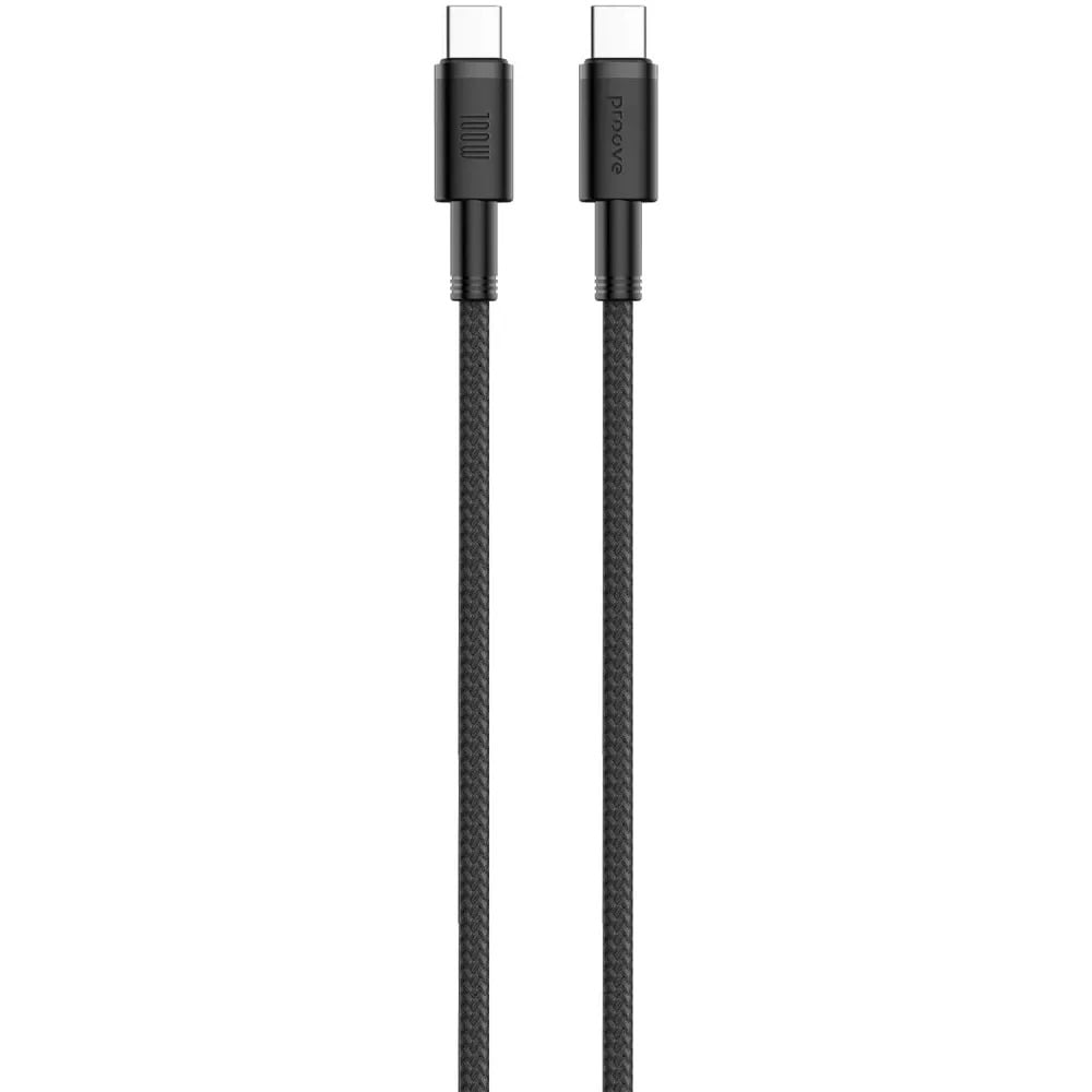 Кабель для зарядки Proove Nylo, Type-C to Type-C, нейлоновый с оплёткой, 100W, длина 1,5 м, Черный (CCPN11002201) Кабель для зарядки Proove Nylo, Type-C to Type-C, нейлоновый с оплёткой, 100W, длина 1,5 м, Черный (CCPN11002201)
