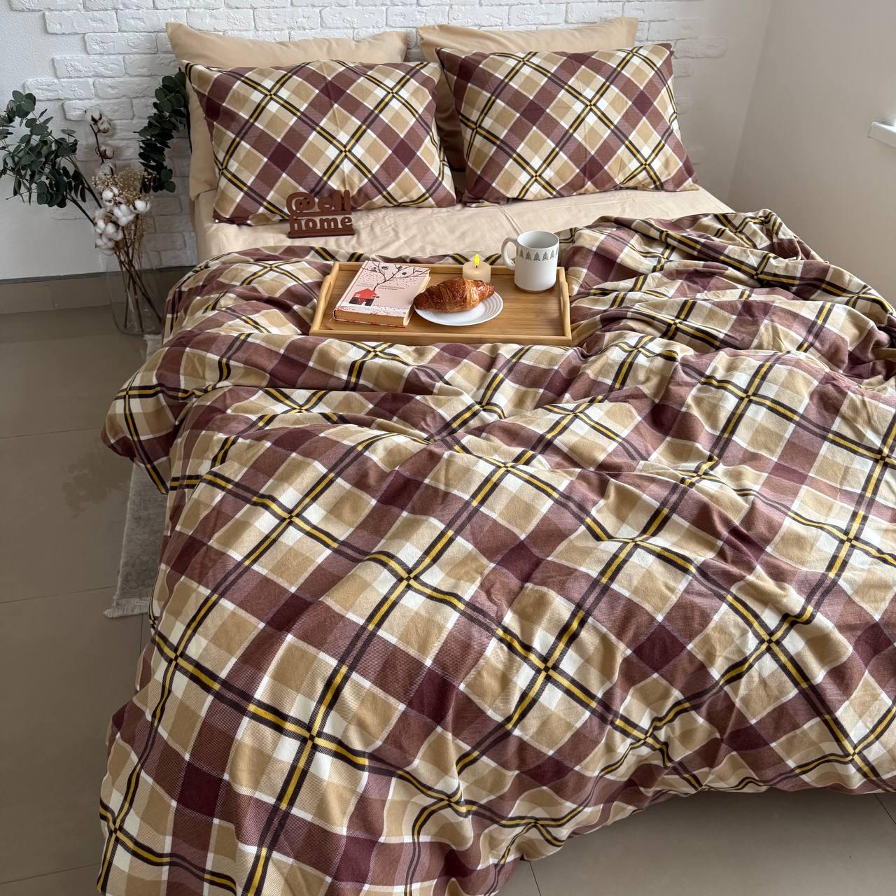 Комплект постільної білизни Ell Home Крафт фланель полуторний наволочки 50x70 см/70x70 см Пастельний/Бежевий пісок (29288885) - фото 3 Комплект постільної білизни Ell Home Крафт фланель полуторний наволочки 50x70 см/70x70 см Пастельний/Бежевий пісок (29288885) - фото 3