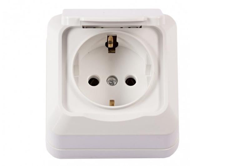 Розетка одинарна накладна Luxel 2018 OPERA з/з та кришкою Білий (27509319)