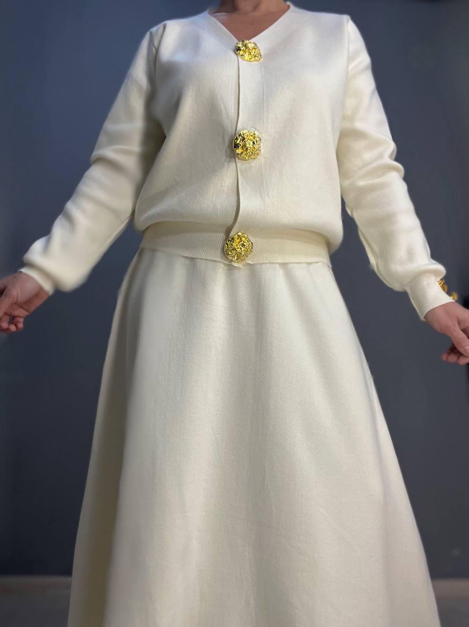 Костюм женский De Red 8966 кардиган с юбкой OS Молочный (3179) - фото 2 Костюм женский De Red 8966 кардиган с юбкой OS Молочный (3179) - фото 2