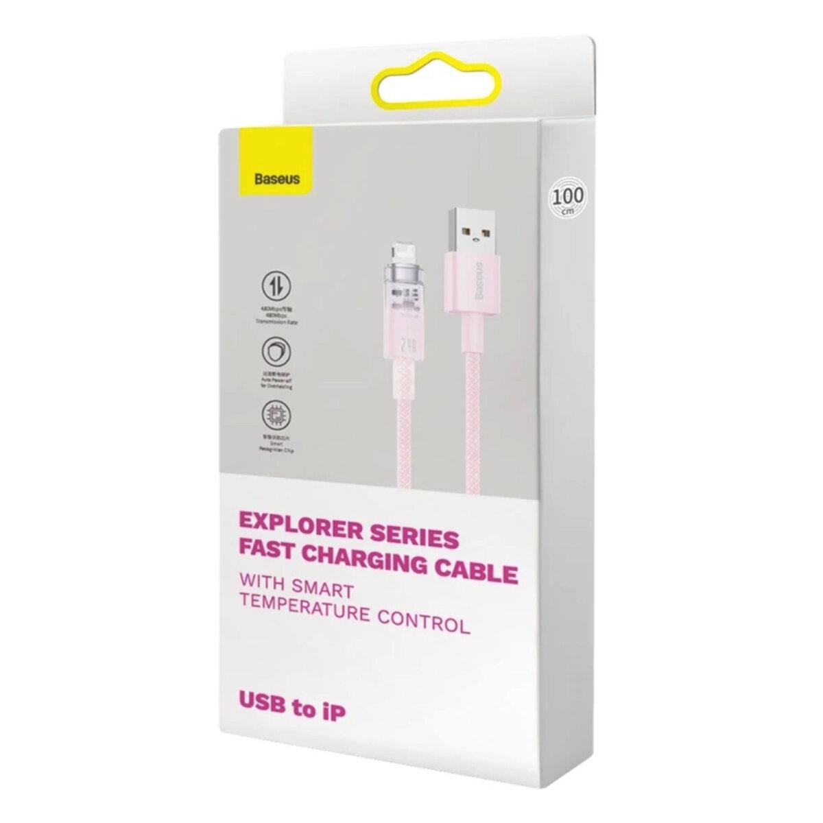 Кабель BASEUS Explorer USB-Lightning 2.4А Розовый (CATS010004) - фото 6